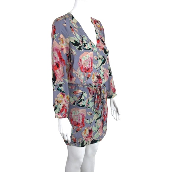 Eight Sixty size XS Drawstring Shirt Dress Lavender Floral Print - Picture 4 of 11